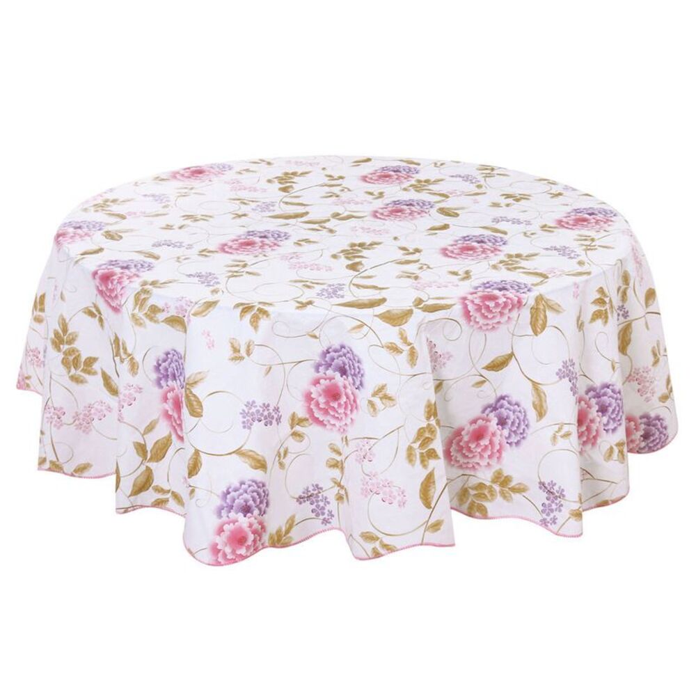 Waterproof Vinyl Round Tablecloth 59" Dia for Parties Tablecloth Floral Printed